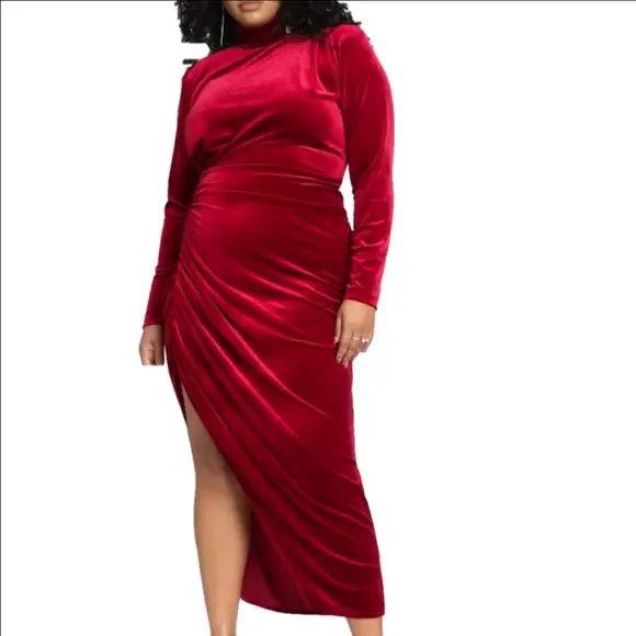 eloquii red dress ELOQUII Women's Plus Size PatBO x Corset Waist Maxi Dress, Size: 22